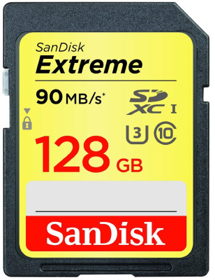 SanDisk Extreme SDXC UHS Class 3 90MB/s 128GB